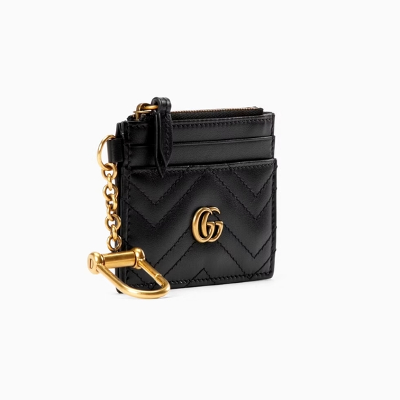 Gucci GG Marmont Black Leather Keychain Wallet - New - Picture 3 of 5